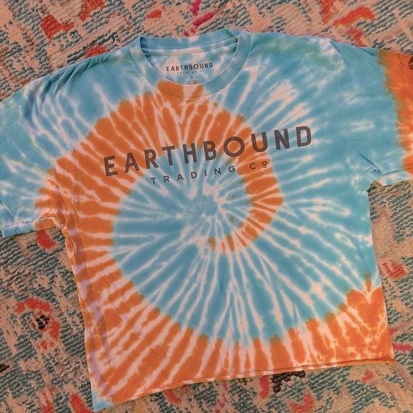 EARTHBOUND Spiral Tie-Dye Tee - Blue and Orange - Picture 1 of 6